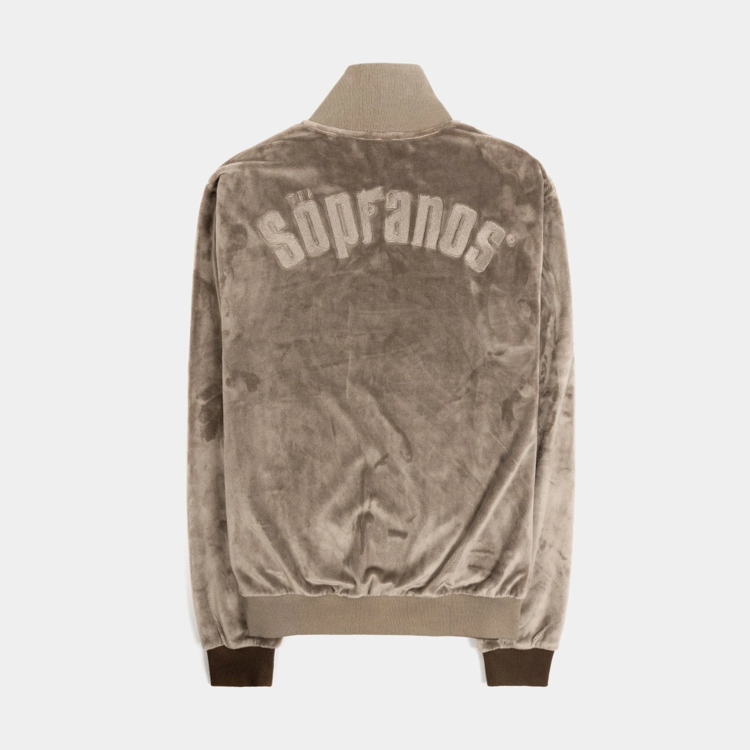 SP X The Sopranos Velour Track Mens Jacket (Beige/Grey) 2 SP X The Sopranos Velour Track Mens Jacket (Beige/Grey) - Image 2