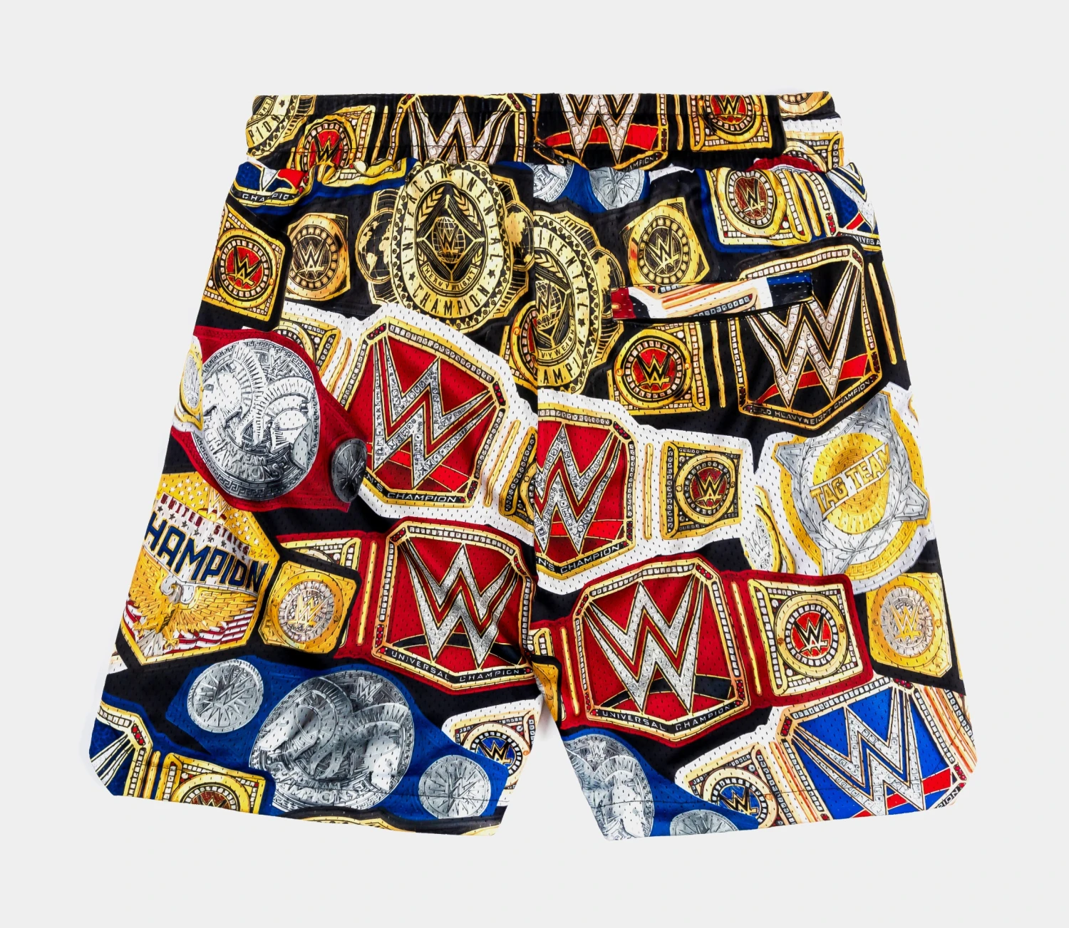 SP X WWE Championship Belts Mesh Mens Shorts (Gold/Blue) 2 SP X WWE Championship Belts Mesh Mens Shorts (Gold/Blue) - Image 2