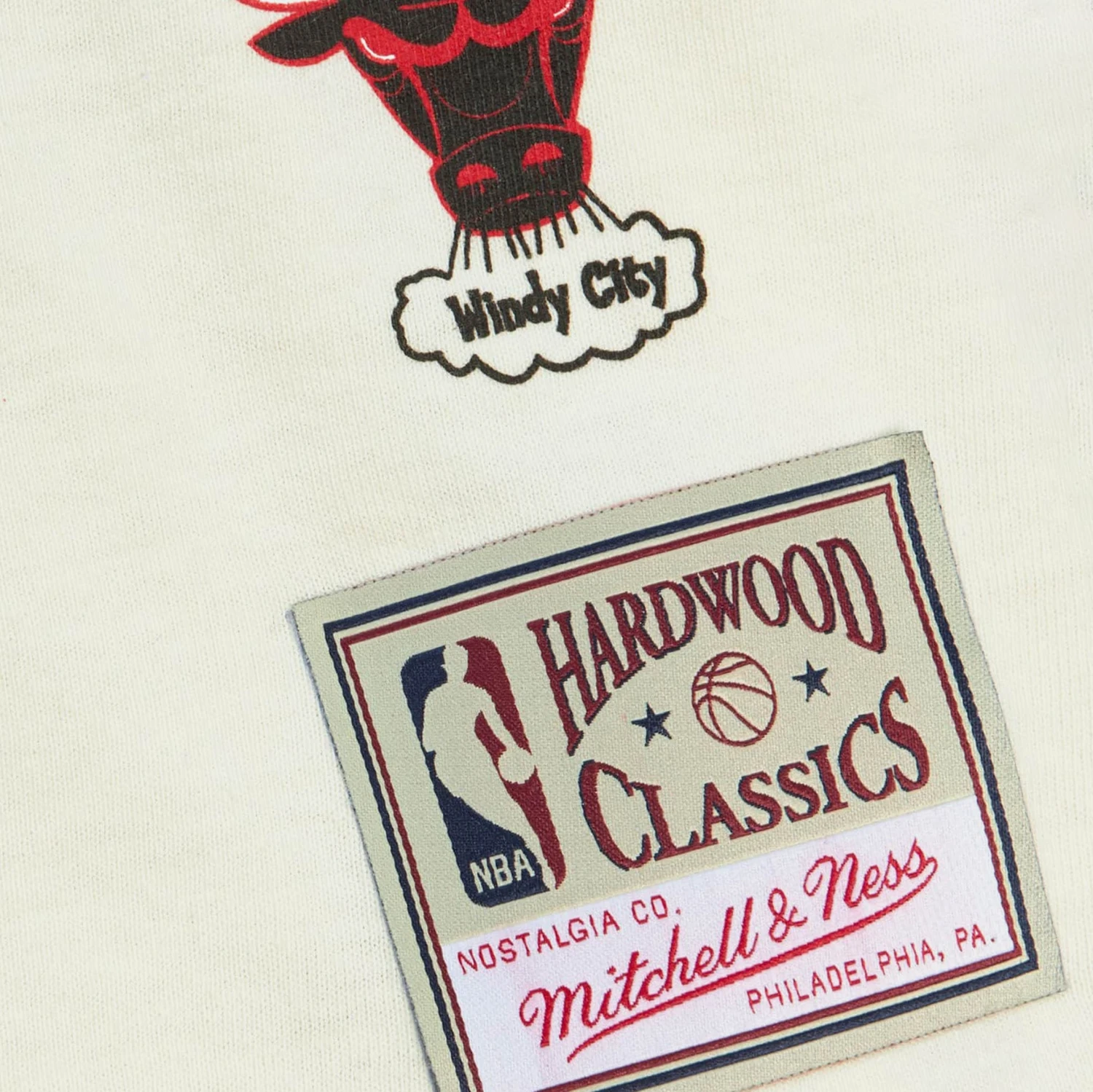 Mitchell & Ness Chicago Bulls Sidewalk Sketch Mens Short Sleeve Shirt (Beige/Black) 2 Mitchell & Ness Chicago Bulls Sidewalk Sketch Mens Short Sleeve Shirt (Beige/Black) - Image 2