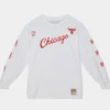 Chicago Bulls Cherry Bomb Mens Long Sleeve Shirt (White)