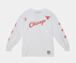 Chicago Bulls Cherry Bomb Mens Long Sleeve Shirt (White)