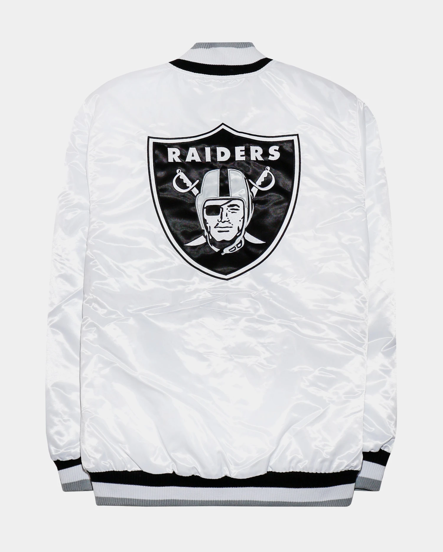 Raiders Letterman Jacket Mens Jacket (White/Black) 2 Raiders Letterman Jacket Mens Jacket (White/Black) - Image 2