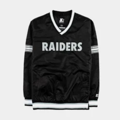 Las Vegas Raiders Renegade Nylon Pullover Windbreaker Mens Jacket (Black)