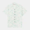 Bandana Woven Rayon Button Up Mens Shirt (White/Blue)