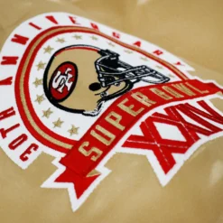 San Francisco 49ers Letterman Jacket Mens Jacket (Gold/Red) -Simply Styled 53a31f7184a8bc7097af5941a807c3aa