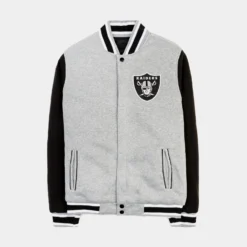 Las Vegas Raiders Reversible Letterman Mens Jacket (Black/Grey) -Simply Styled 53f505860a45286d5b48cda11ba29d91