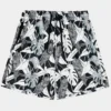 Tropical Leaves Hybrid Short Mens Shorts (Black/White)