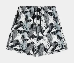 Tropical Leaves Hybrid Short Mens Shorts (Black/White)