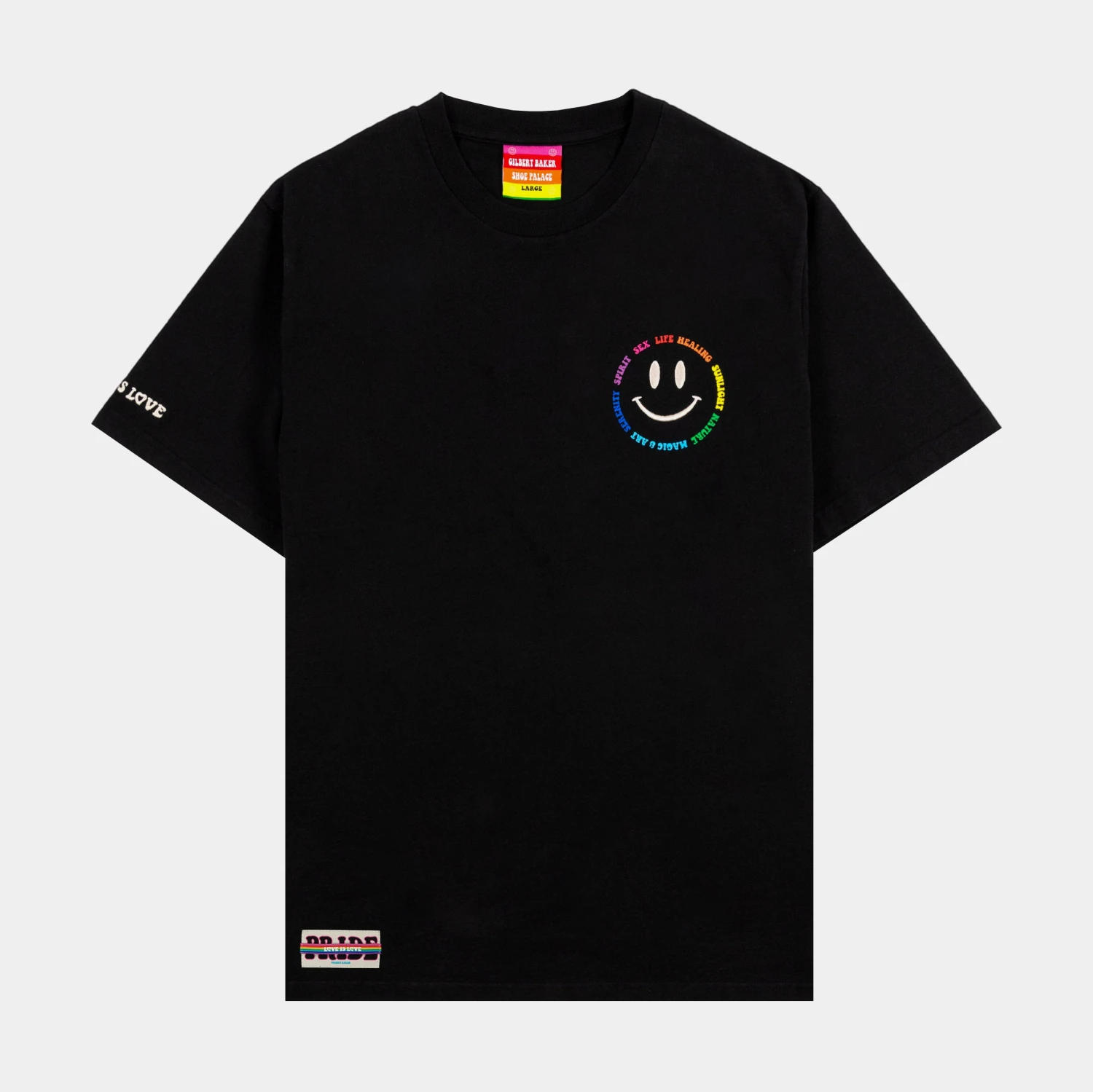 SP X Gilbert Baker Love Is Love Mens Short Sleeve Shirt (Black) 1 SP X Gilbert Baker Love Is Love Mens Short Sleeve Shirt (Black)