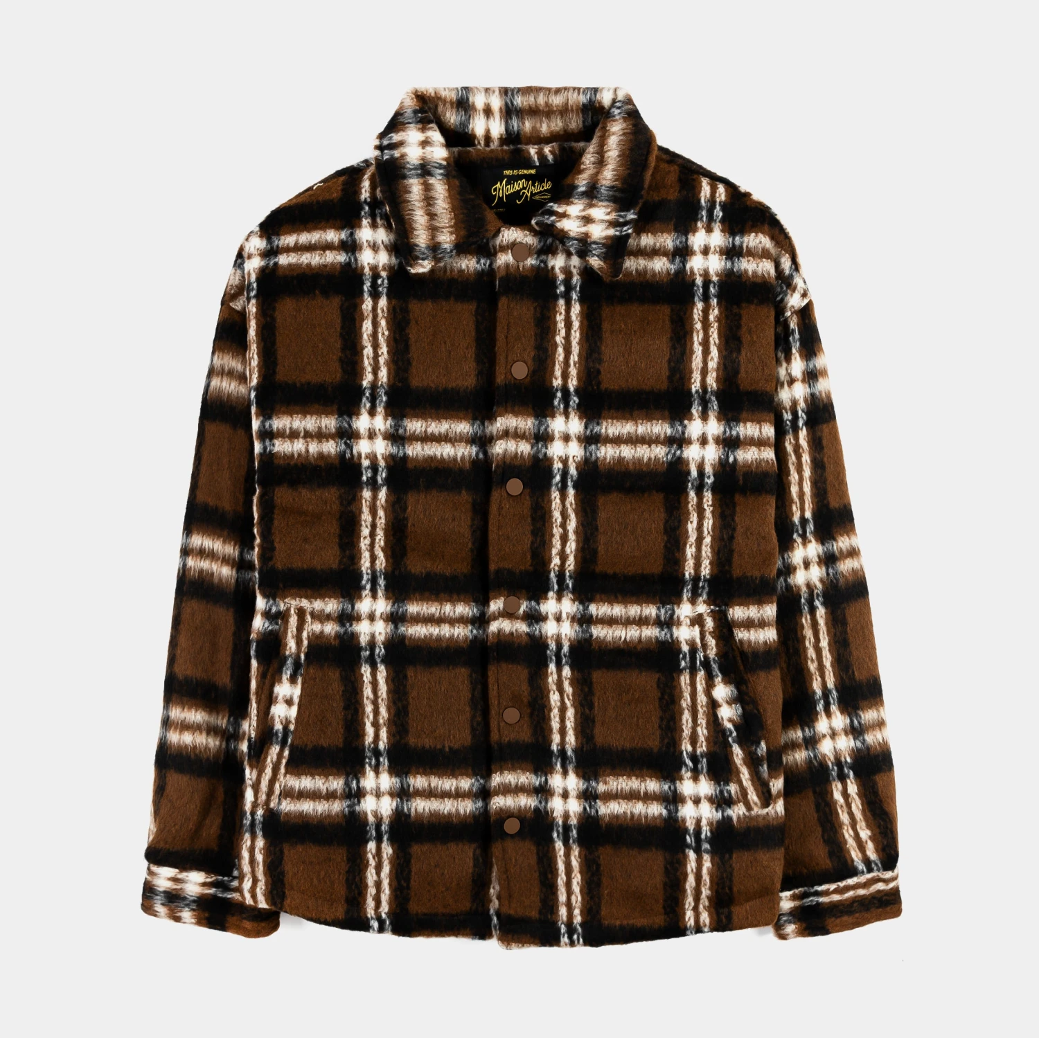 Plaid Mens Jacket (Brown/White) 1 Plaid Mens Jacket (Brown/White)