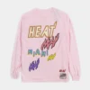 Mitchell & Ness Miami Heat Sidewalk Sketch Mens Long Sleeve Shirt (Pink)