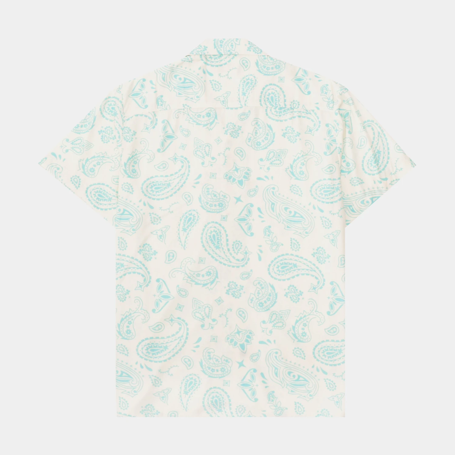 Bandana Woven Rayon Button Up Mens Shirt (White/Blue) 2 Bandana Woven Rayon Button Up Mens Shirt (White/Blue) - Image 2