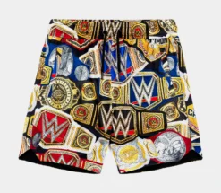 SP X WWE Championship Belts Mesh Mens Shorts (Gold/Blue)